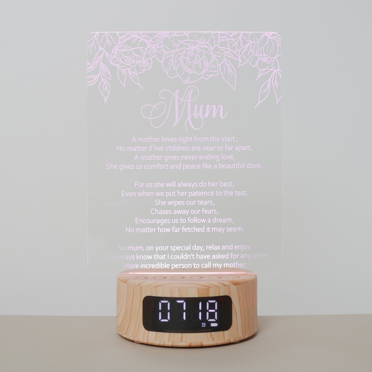 Mum Poem Lamp (A mother loves right from the start...)