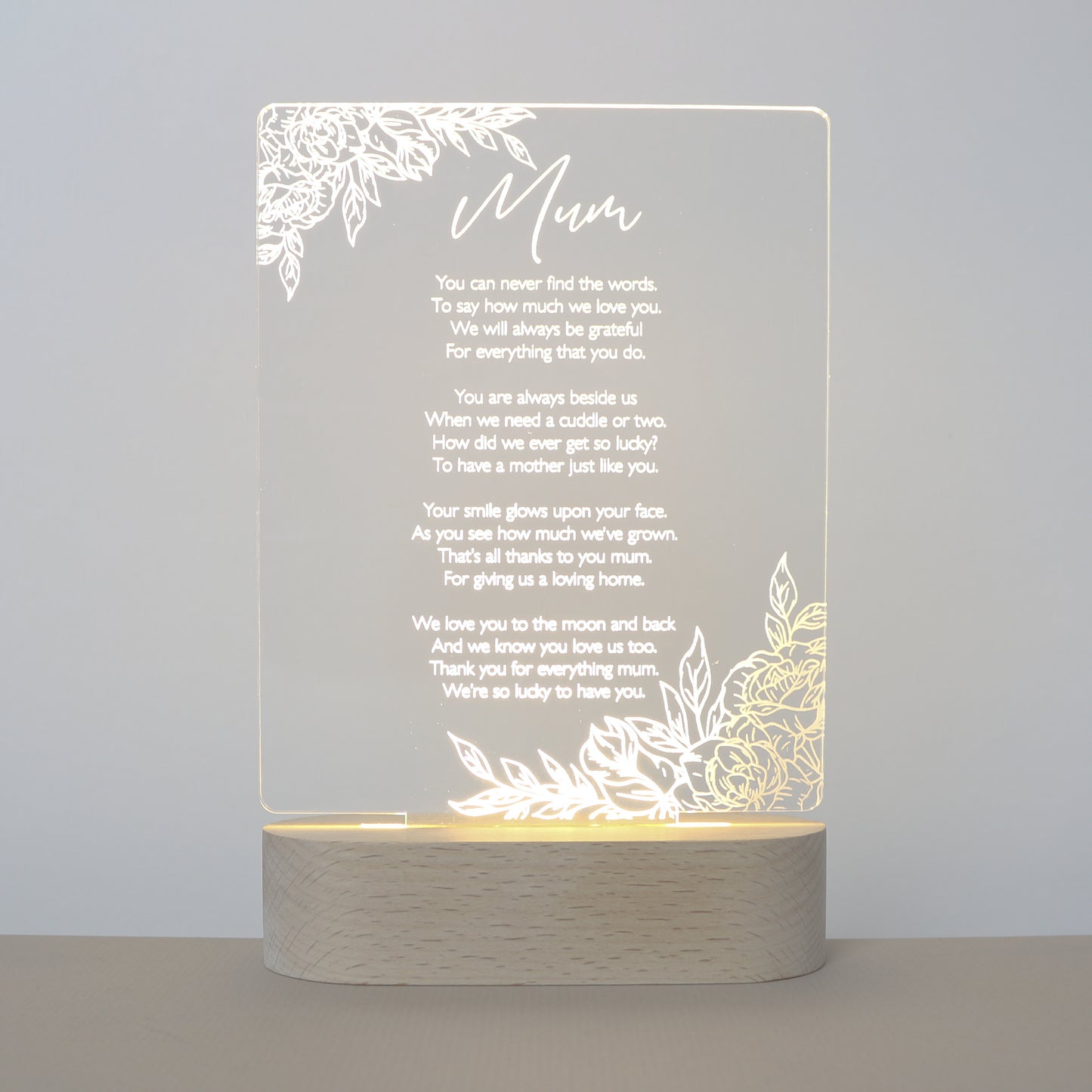Mum Poem Lamp (You can never find the words...)