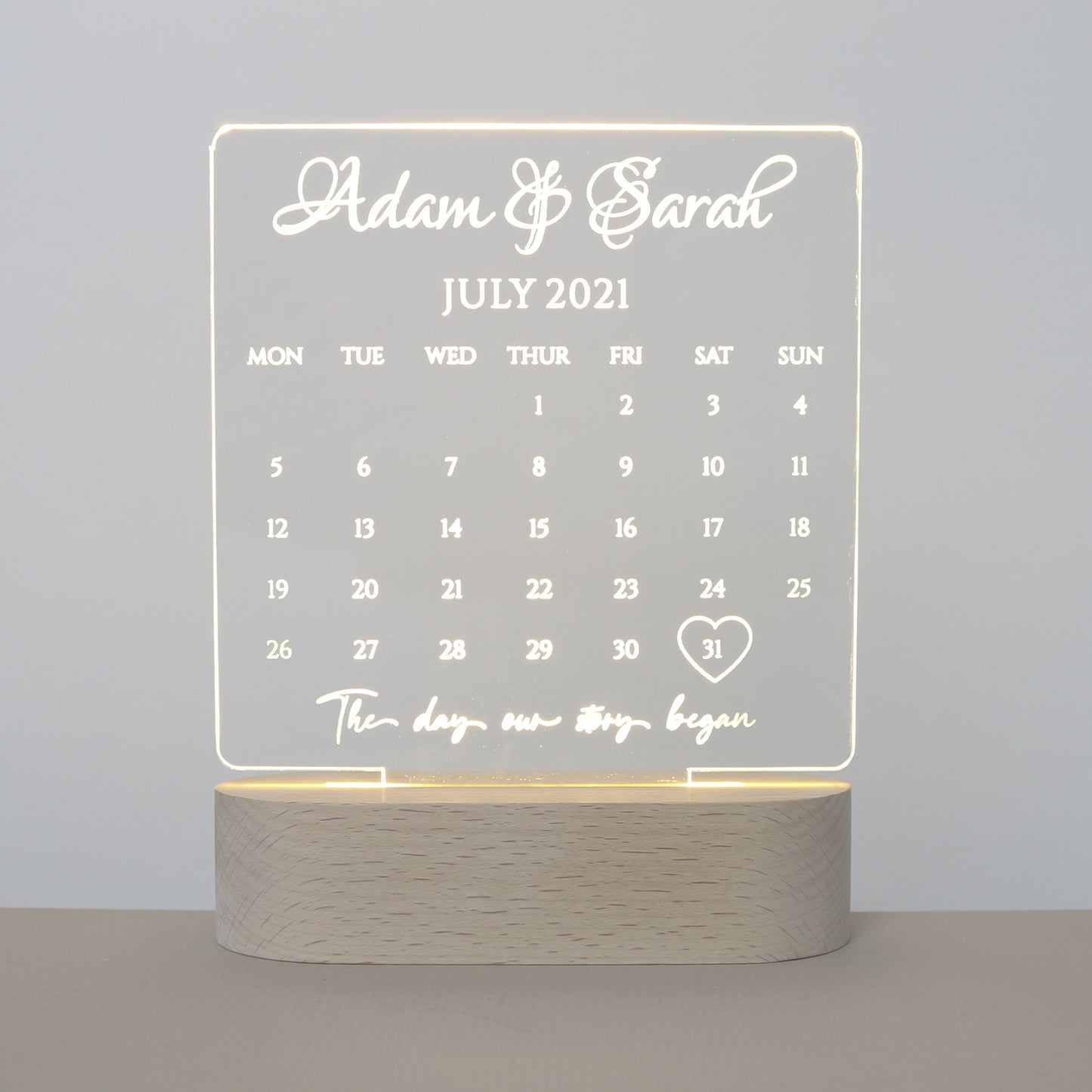 Couples Calendar Lamp